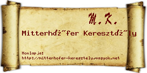 Mitterhöfer Keresztély névjegykártya